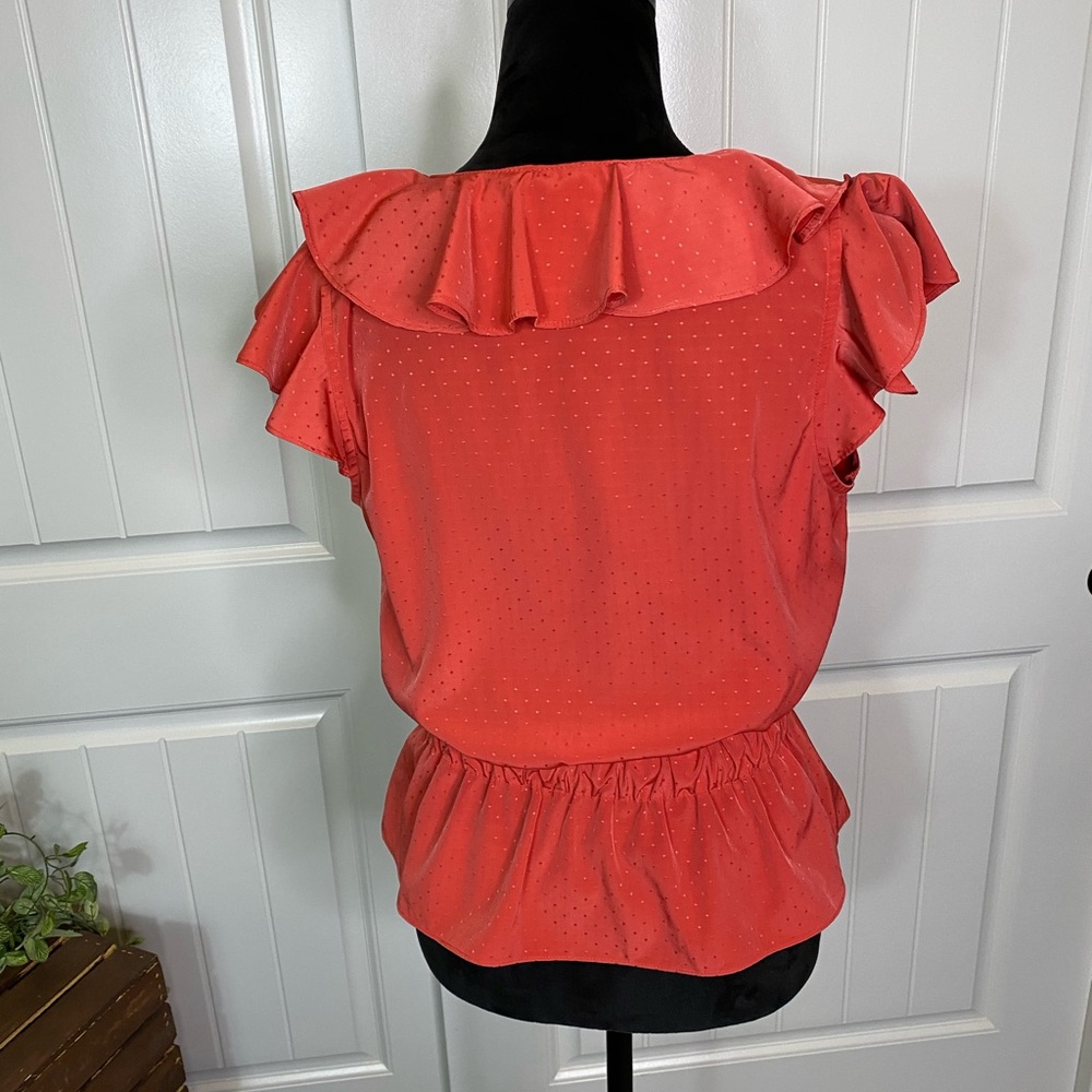 Adorable Burnt Orange Textured Ruffled Top - Picture 7 of 10